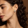 925 sterling silver inlaid zircon leaf hollowed-out anti-allergy ear hooks 925 sterling silver textured ear studs Specification image